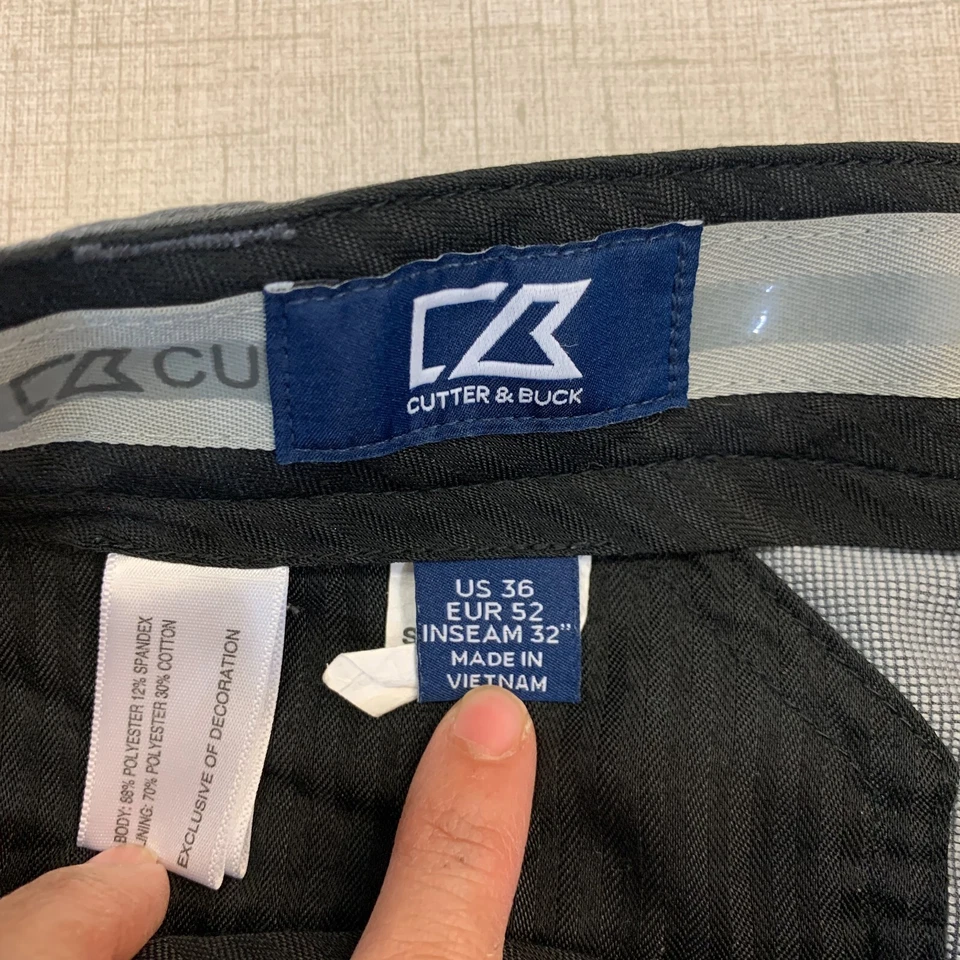 Pantalón de golf Cutter & Buck BainBridge para hombre 36x27 gris frente plano rendimiento chino Foto 4 de 4