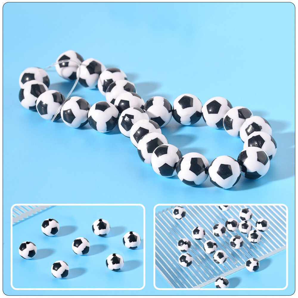 Football Beads Jewelry Making Acrylic Beads Soccer Sports Beads