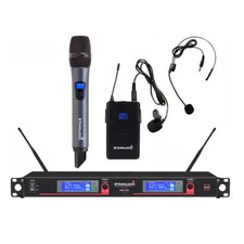2CH UHF Wireless Microphone System Handheld Headset Lapel Bodypack Audio KTV Mic