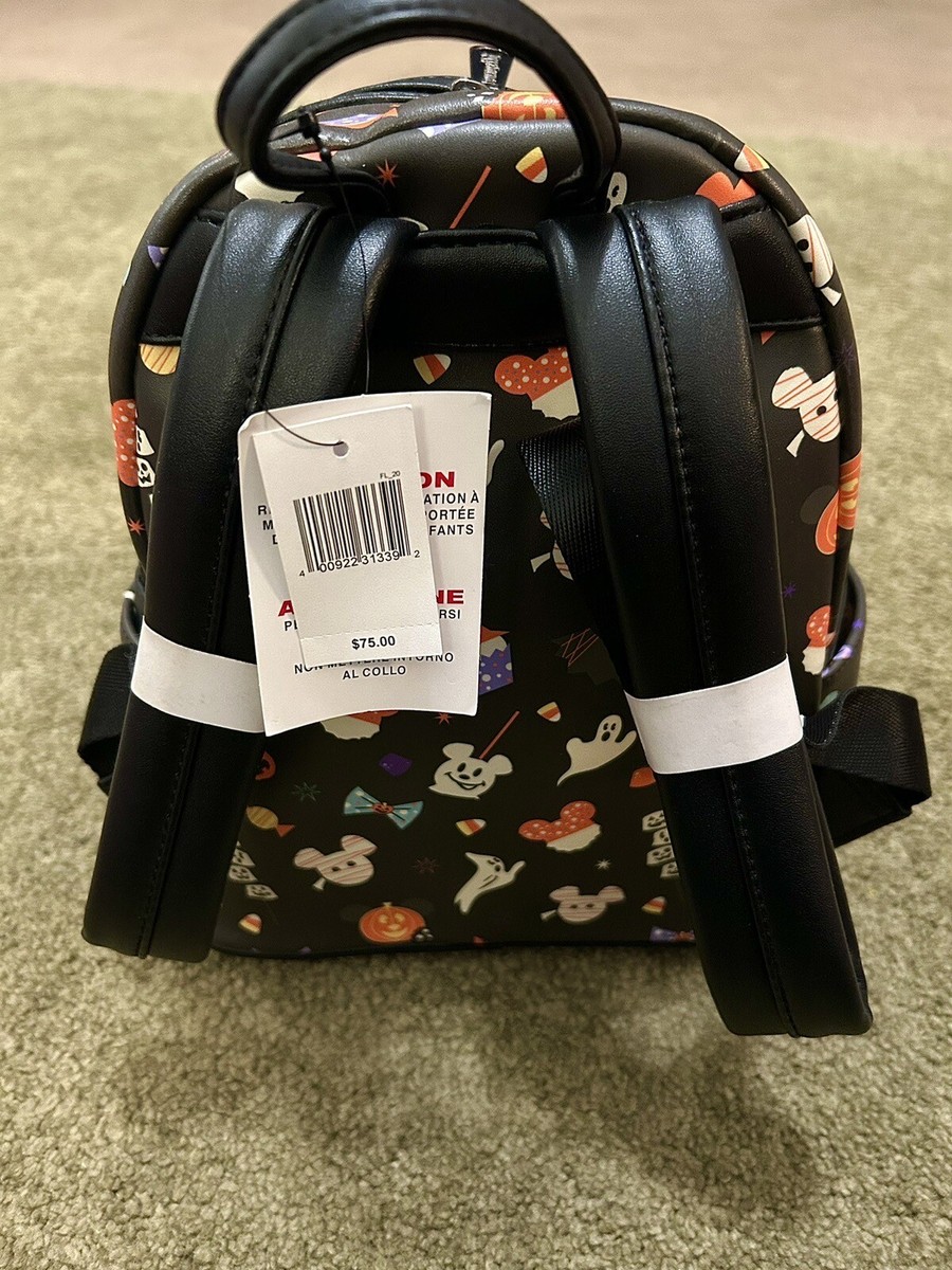 NWT Disney Loungefly Halloween Treat Mini Backpack 2020 Collection Black Loungefly Disney 100 Halloween Trick or Treaters Glow-in-the  main image 4