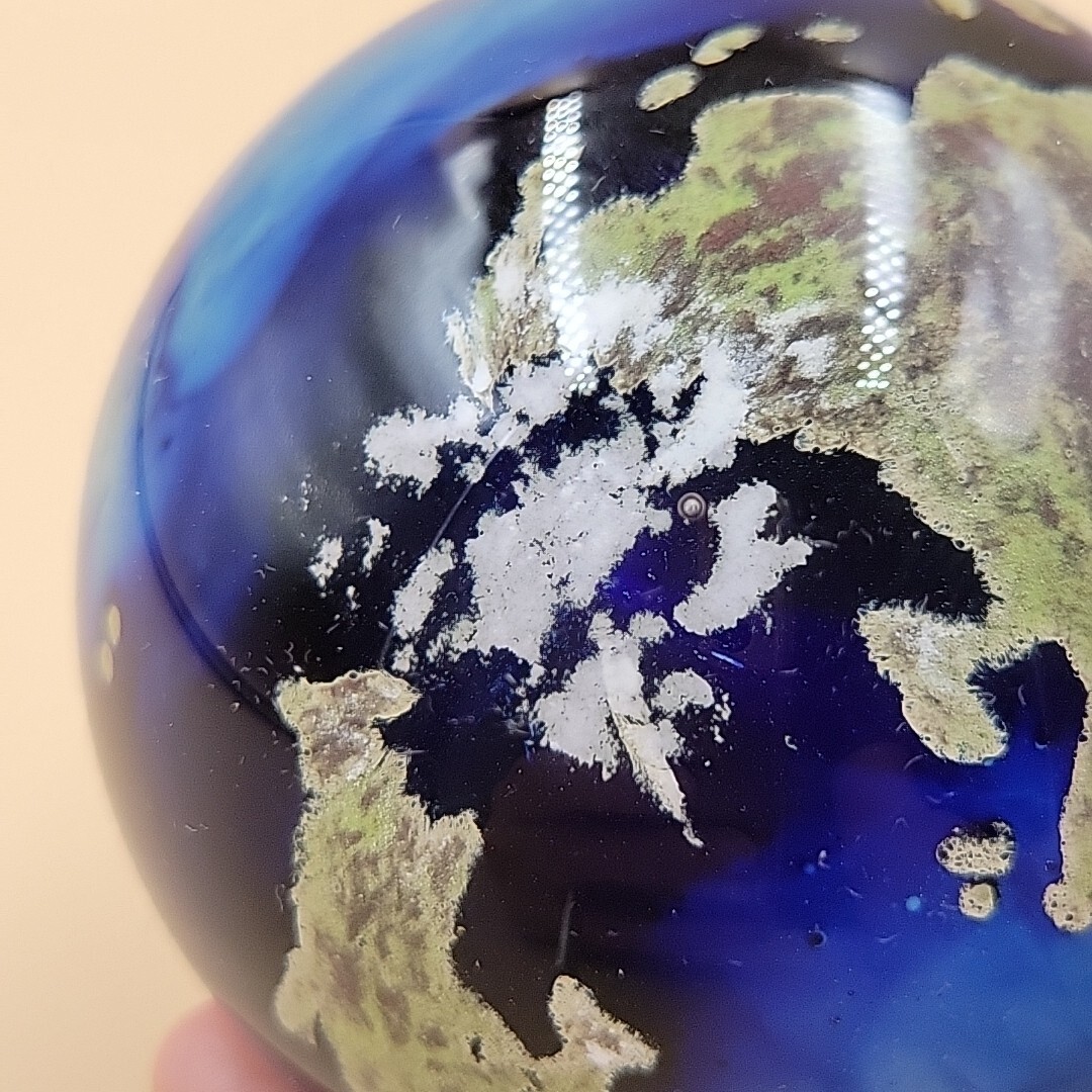 Lundberg Studios Art Glass World Globe Paperweight From 2007