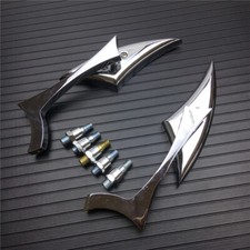 Motorcycle Universal Metal Black Side Rear View Mirrors 8mm 10mm Blade Bobber.