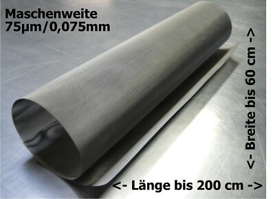 Filtergewebe Edelstahl Mesh Gaze Drahtfilter 0,075mm 75µm  // 30-200x50cm
