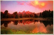 Grand Teton National Park Wyoming Sunrise Teton Range Postcard unused (14000)