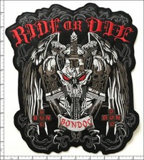 2 Pcs Embroidered Iron on patches Ride Or Die Skull Motorcycle 233x280mm AP021nG