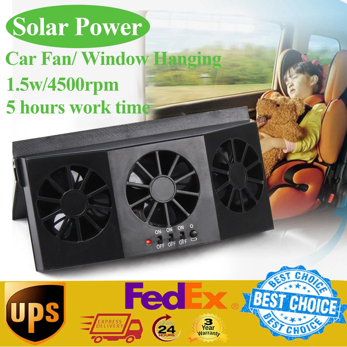 1.5 W Solar Powered Car Cooling Fan Cooler Window Air Vent Exhaust  Ventilation | eBay