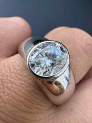 3ct Lab Created Oval Cut Solitaire Men's Ring 925 SterlingSilver Ring Pinky