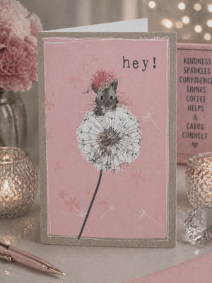 Thinking of You Card! Mouse Princess on Dandelion Fluff!