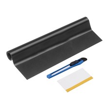 1Set 12" x 5ft PET Carbon Fiber Vinyl Wrap with Scraper, Frosted Black