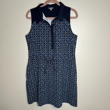 T by Talbots Dress Size large Blue Sleeveless Snap Stretch Pockets
