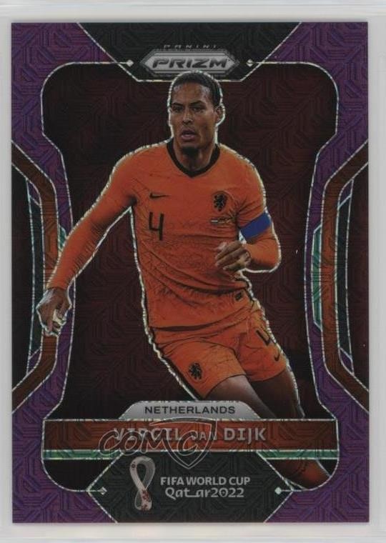 2022 Panini Prizm World Cup Qatar Purple Mojo 34/49 Virgil Van Dijk #163 14tf