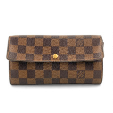 Auth LOUIS VUITTON Damier Ebene Portefeuille Sarah N61734 Unisex Wallet SKB436