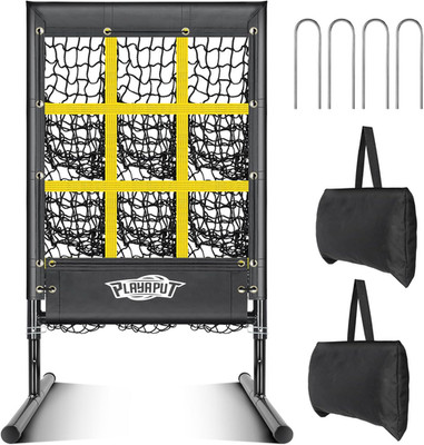 Adjustable 9 Hole Baseball Pitching Net with Strike Zone & Sandbags