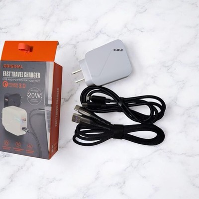 Mobile Dual Ports USB 20w Fast Charger With L+ C Type Cable