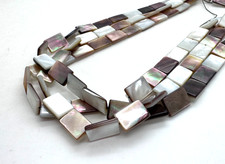 Natural Mother of Pearl Rectangle MOP Flat Tab Iridescent White Shell 9x13 Beads