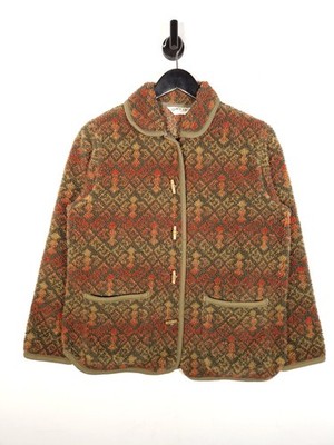 Orvis Berber Fleece Jacke Größe Medium Damen Geometrisch Azteken Knebel Cardgian 