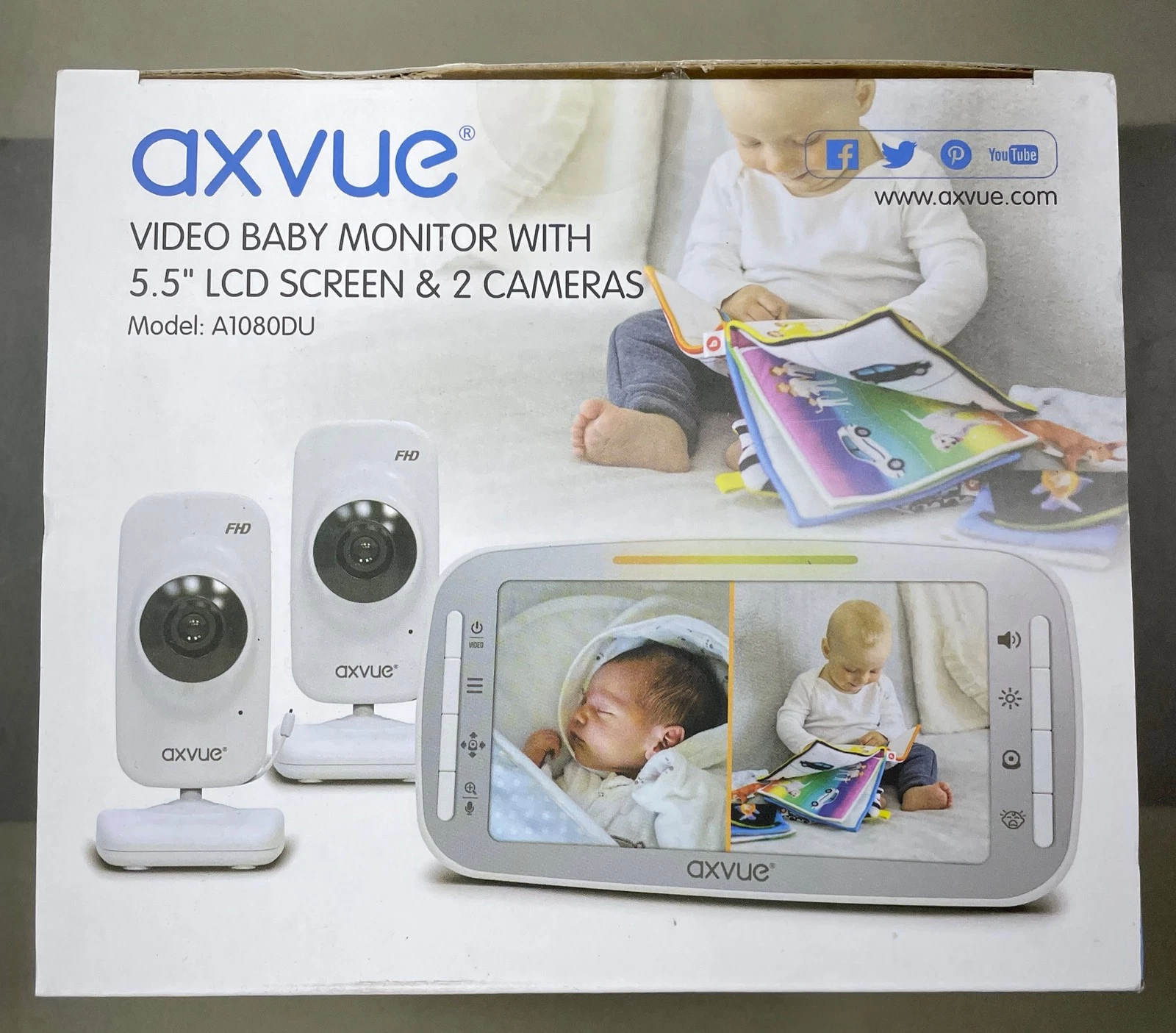 [HD] Video Baby Monitor 1080P 5.5 HD Display IPS Screen 2 HD Cams 24-Hour 2