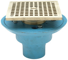 5" Nickel Square Shower Drain with No-Hub Design, 2" Connection