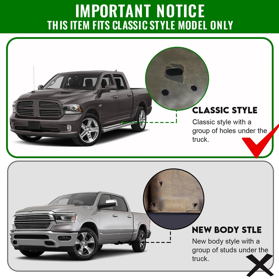 Drop Step For 09-18 Ram 1500/10-26 Ram 2500 3500 Crew Cab Running Boards Rail Foto 3 de 4