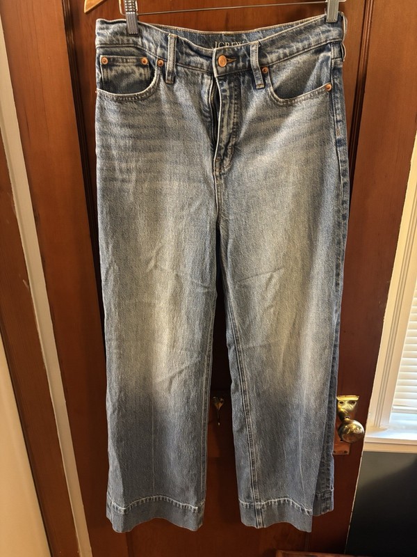 J. Crew blue denim jeans wide-leg trouser style size 29 Straight Hem