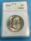 1953 D MS 64 Franklin Half - ANACS Looks FBL Old Soap Box Holder