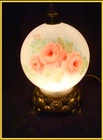 Vintage Hurricane Ball Globe Lamp Night light hand painted Pink Roses L&LWMC