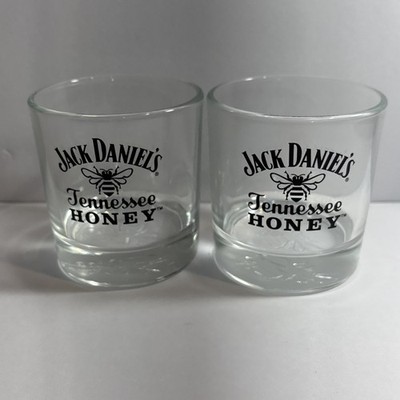 Jack Daniels Tennessee Honey Low Ball Rocks Drinking Glass  Set Of 2 Pre Owned