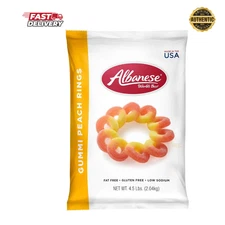 Albanese 4.5 lb Gummi Peach Rings Orange & Yellow Gummy Candy Sealed Bag