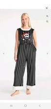 Disney the Nightmare before Christmas Womens Med Pinstripe Fleece Jumpsuit