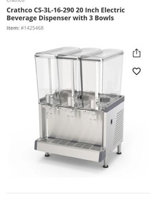 Crathco CS-3L-16-290 Electric Beverage Dispenser, 3 Bowls, (3) 16 L