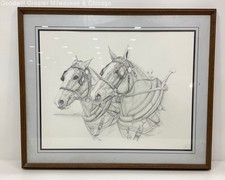 Ancien grand cheval encadré art par Sue Rupp