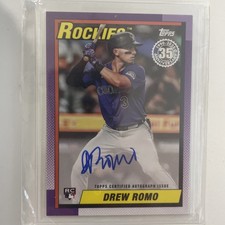 Drew Romo 2025 Topps 35th Anniversary ROOKIE AUTO #90B2-DR - Colorado 