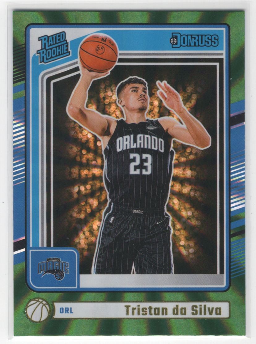 #203 Tristan da Silva 2024-25 Donruss Holo Green Laser Rated Rookie RC Orlando