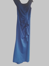 Xscape Off the Shoulder Crepe Evening Gown Royal Blue Size 12