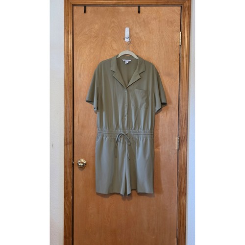 Athleta Olive Green Utility Romper Short Sleeve Gorpcore Size Large Tall