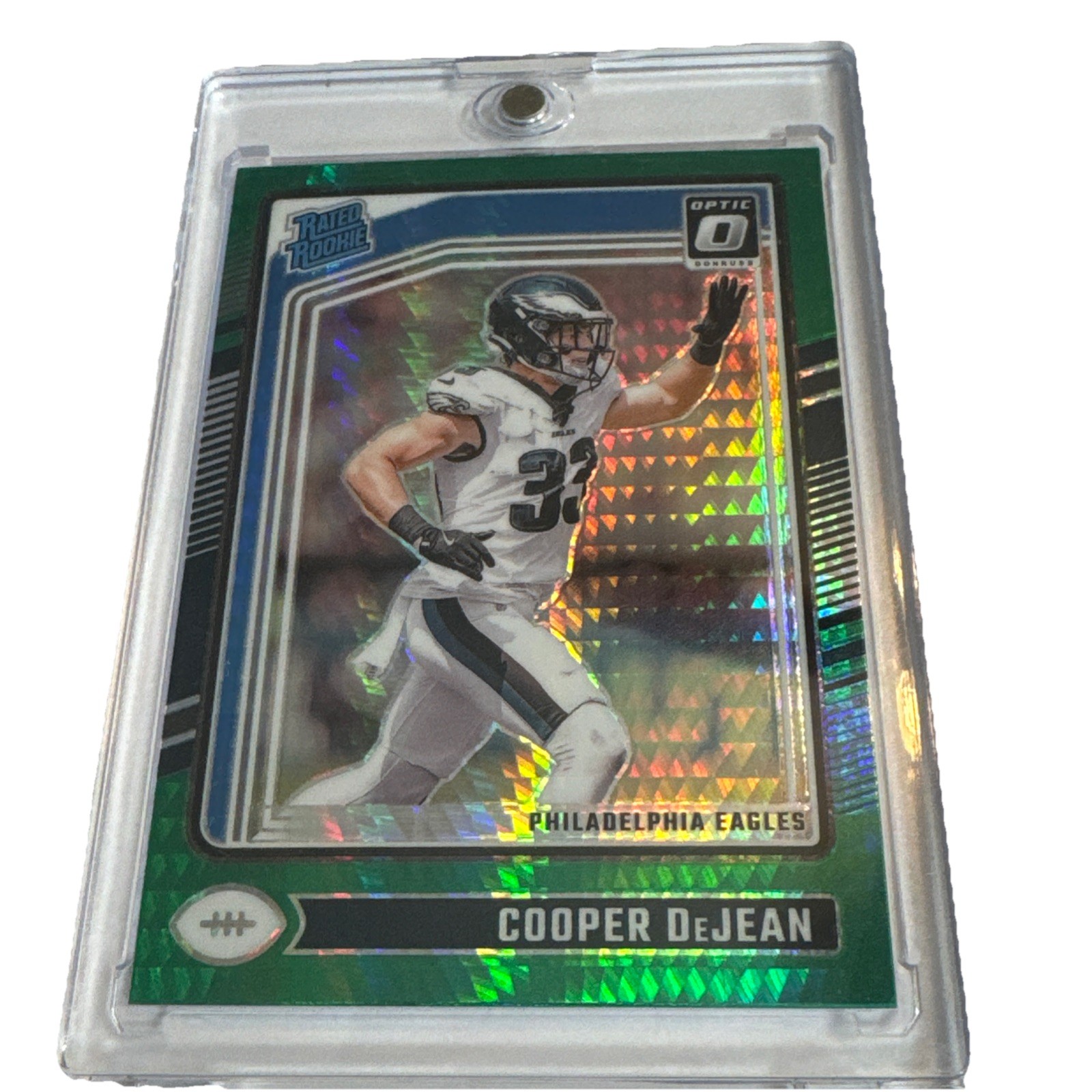 2024 Panini Donruss Optic Rated Rookie Cooper DeJean #221 Green Hyper Prizm (RC)