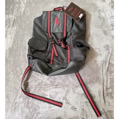 Polo Ralph Lauren Fragrances Red Backpack Black Canvas Rucksack NWT Flaw.