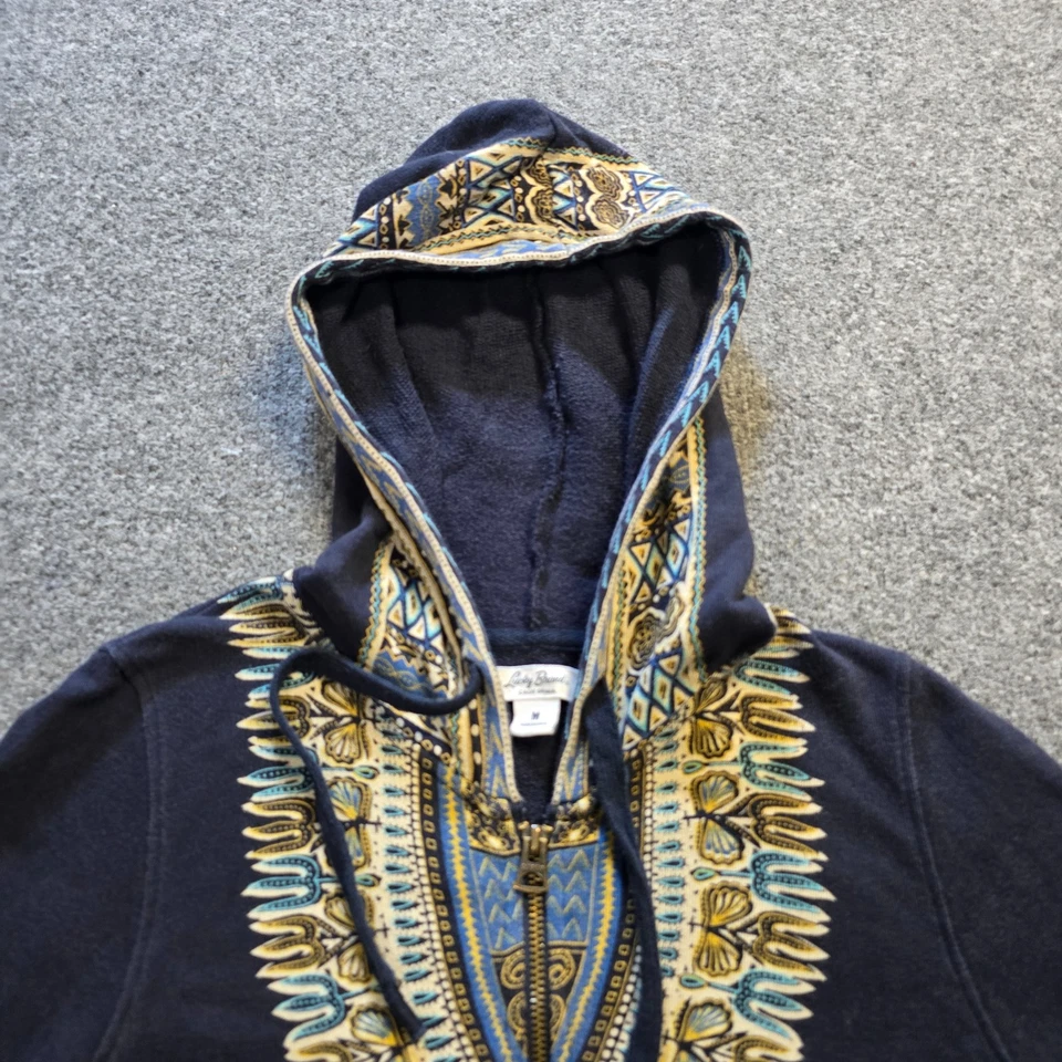 Vintage Lucky Brand Jacket Womens Size Medium Blue Embroidery Boho Y2K Hoodie - Image 2 of 4