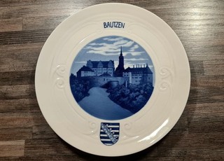 Original Meissen plate Bautzen city view from 1910 wall plate