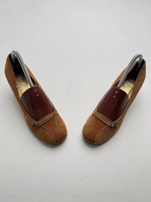 Vintage Leather Court Shoes Low Heel Comfort Pumps Women's Size 38