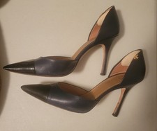 Tory Burch Womens Penelope D'orsay Heel Pump Shoes 6.5 M Navy Italy Calf Leather