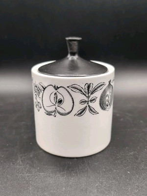 VTG Myotts Pottery Staffordshire Silhouette Black & White Sugar Bowl MCM