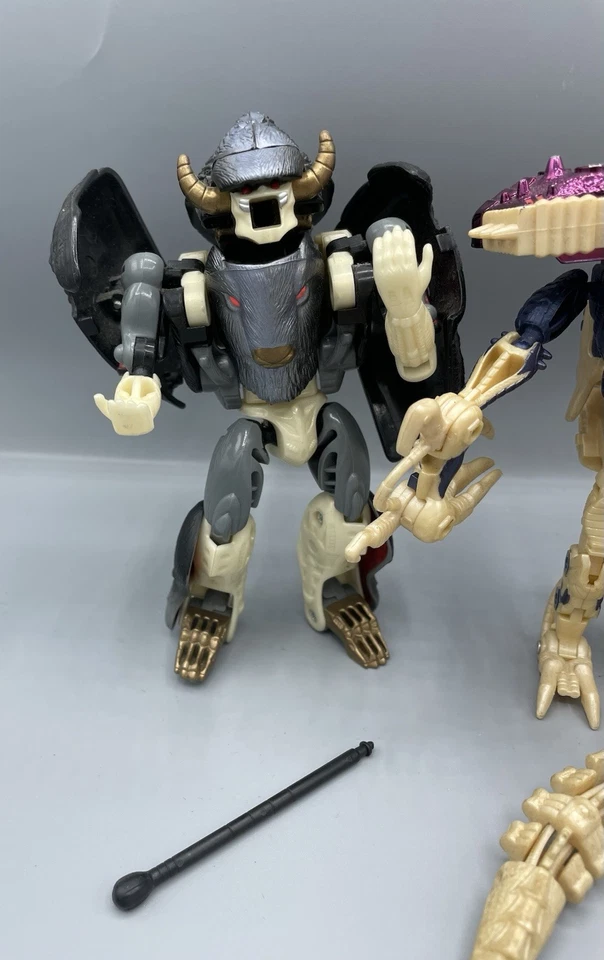 Vintage Hasbro Transformers BEAST WARS Grimlock Bonecrusher Dinobot Complete - Image 2 of 4