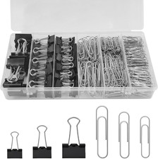 350 Pcs Paper Clips and Binder Clips,Office Clips Set, Large Binder Clips,Assort