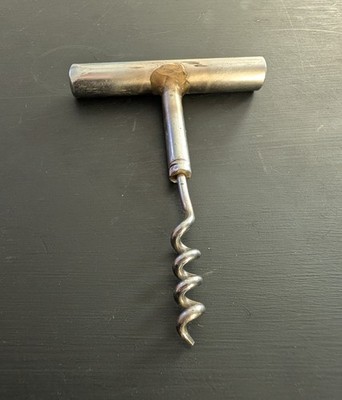 Vintage Metal French T-Shaped Corkscrew Handheld Wine Bottle Opener Spiral Worm