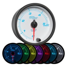 Glowshift In-dash 5000 Rpm Diesel Tachometer Gauge Kit 3-38 85mm White 7