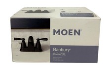 MOEN Banbury 4 in. Centerset Double Handle Low-Arc Bathroom Faucet Matte Black