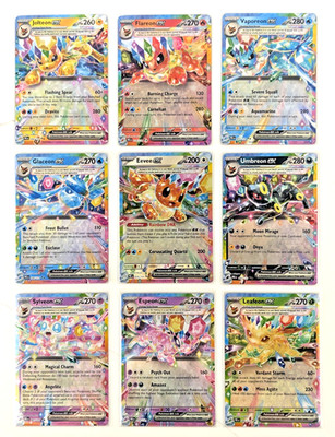 Pokemon Prismatic Evolutions - 9 Card Complete Eeveelution EX Set NM