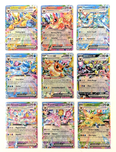 Pokemon Prismatic Evolutions - 9 Card Complete Eeveelution EX Set NM