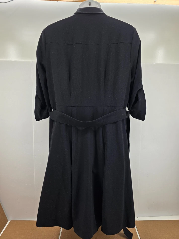 Michael Kors черный общего назначения рубашка платье L подпоясанный спереди молнии рулон рукав Moto - Изображение 2 из 4